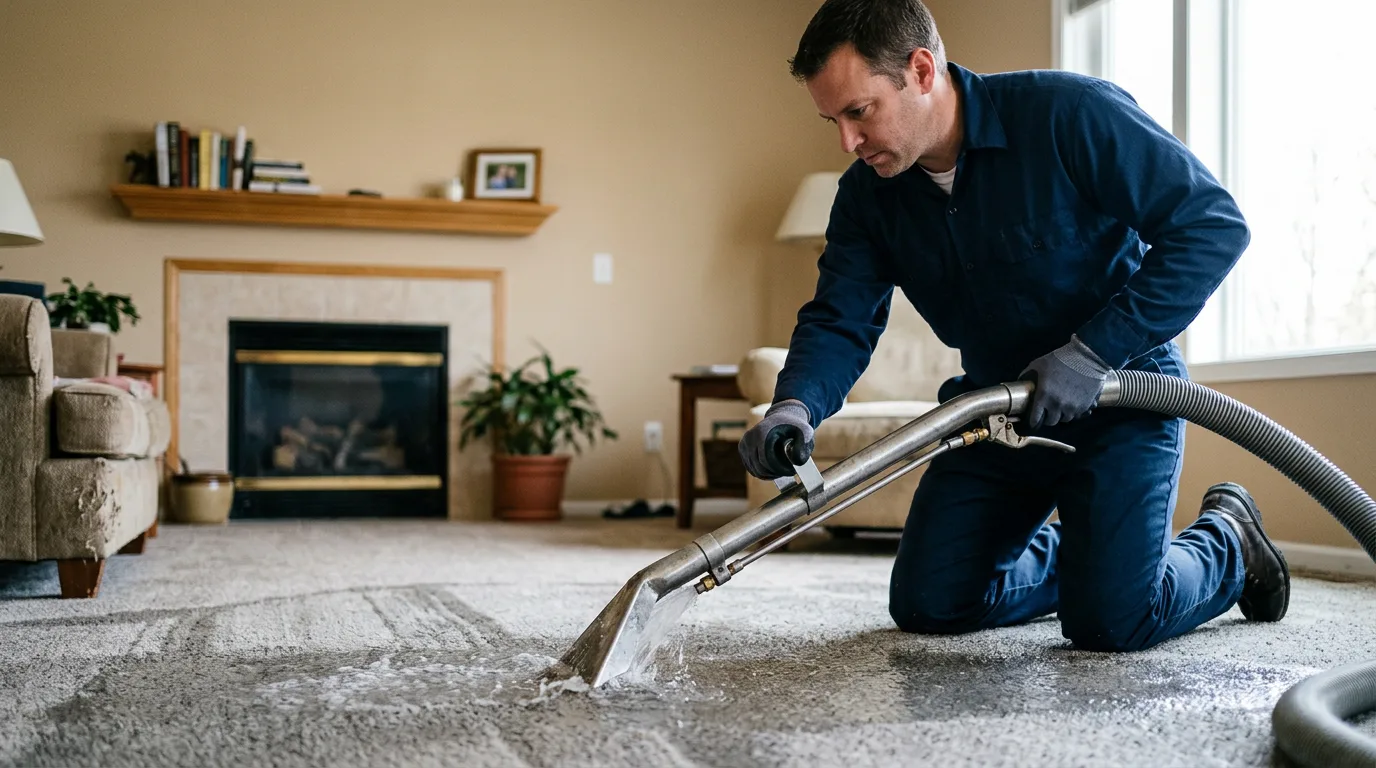 Water damage restoration technician working near Roxana, KY